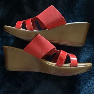 Italian Shoemakers Red Wedge Sandals with Stylish Straps